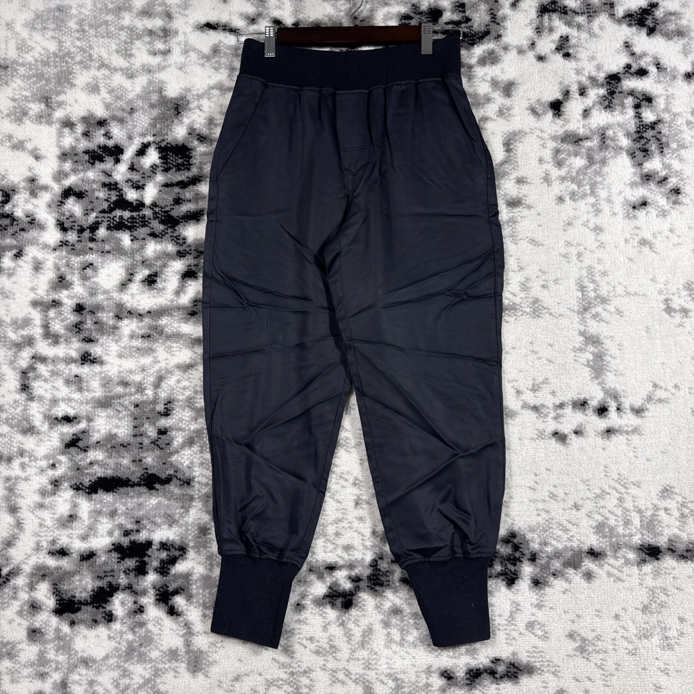 Theory‎ Wide Barrel Leg Joggers Womens Size P Black Pull On Viscose Wool